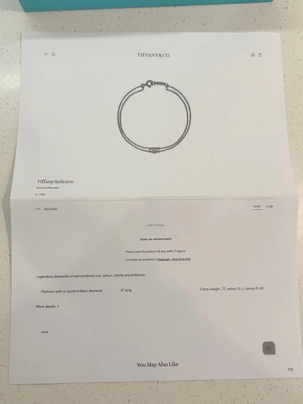 Tiffany & Co. Twin Chain Bracelet with Center Diamond - Silver